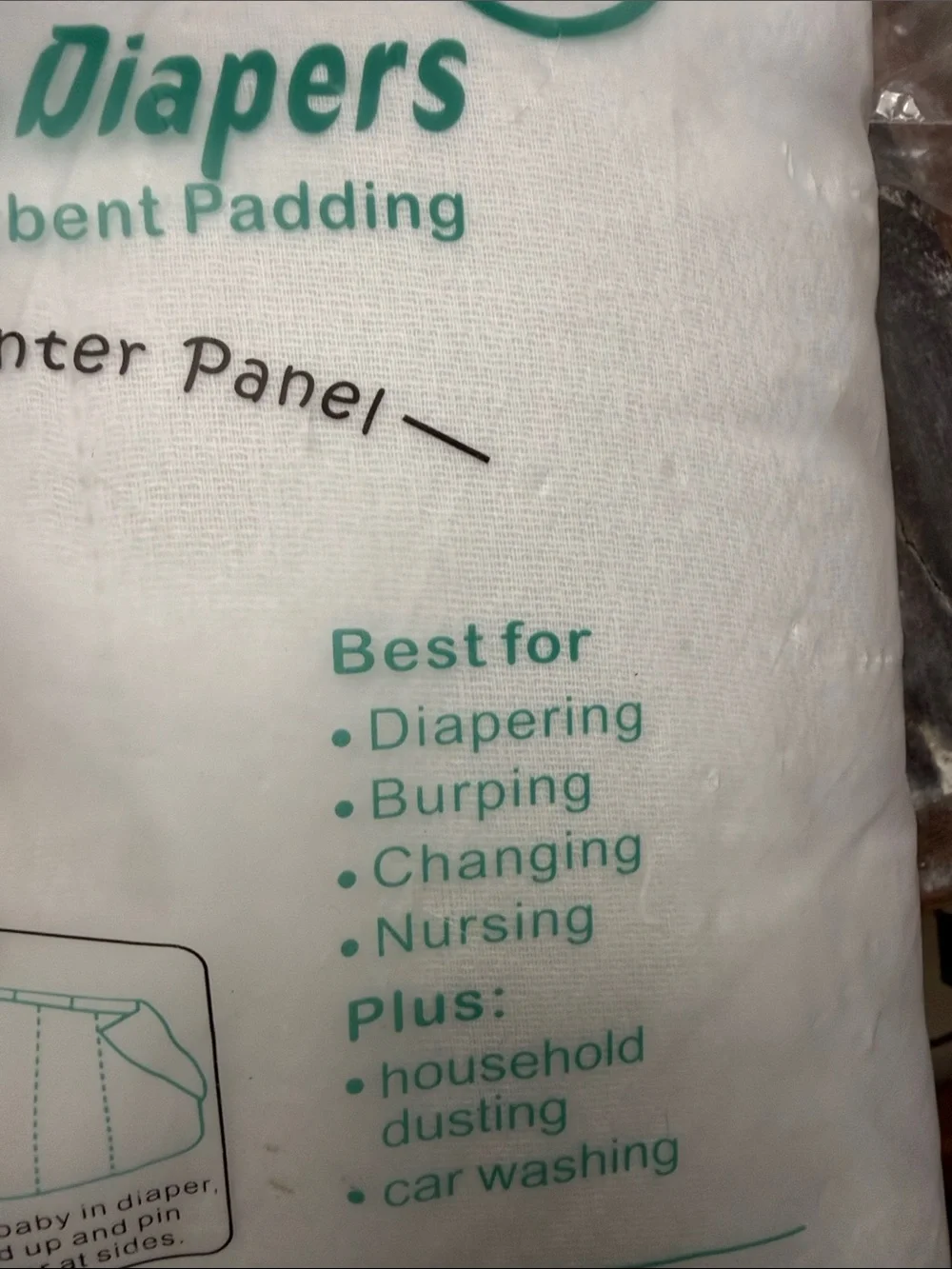 Prefolded Cloth Diapers with Absorbent Padding - White (10 Pack)